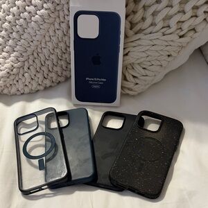Apple iPhone Case Lot with Navy Silicone and Black Speckled Options